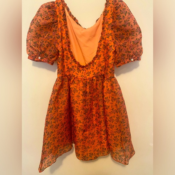 Cottagecore! Lost + Wander Fuchsia Spring Easter Puff Sleeve Dress NWOT - Picture 2 of 4